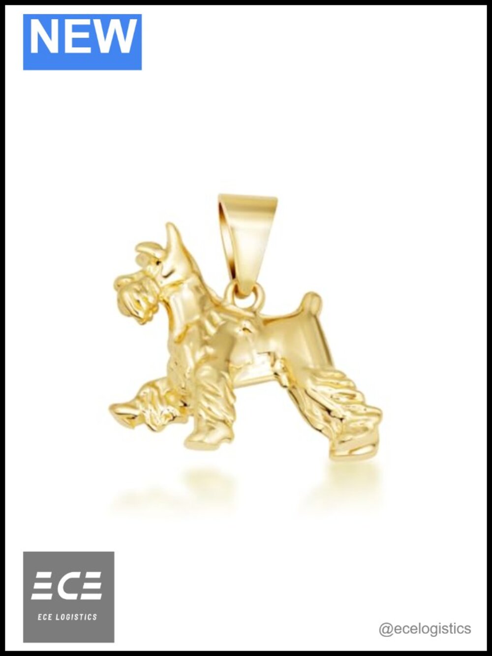 10K Solid Gold Schnauzer Dog Pendant Necklace Fine Jewelry Gift